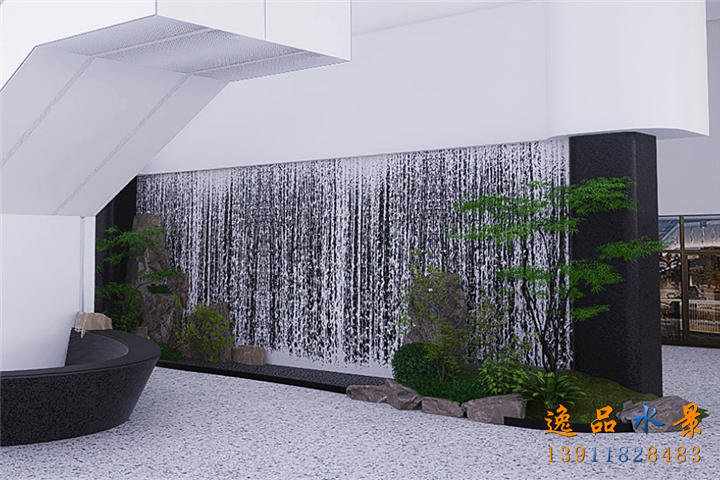 Shopping mall water curtain wall water wall landscape | Water curtain wall design scheme | A corner of water scenery, poetic world