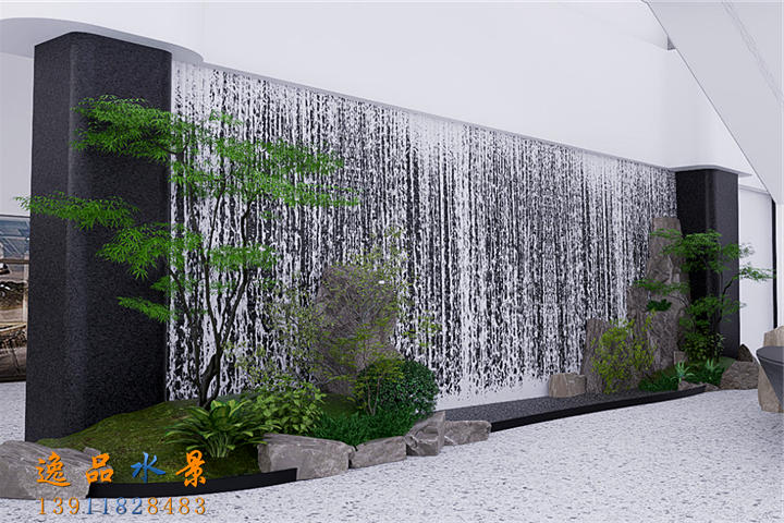 Shopping mall water curtain wall water wall landscape | Water curtain wall design scheme | A corner of water scenery, poetic world