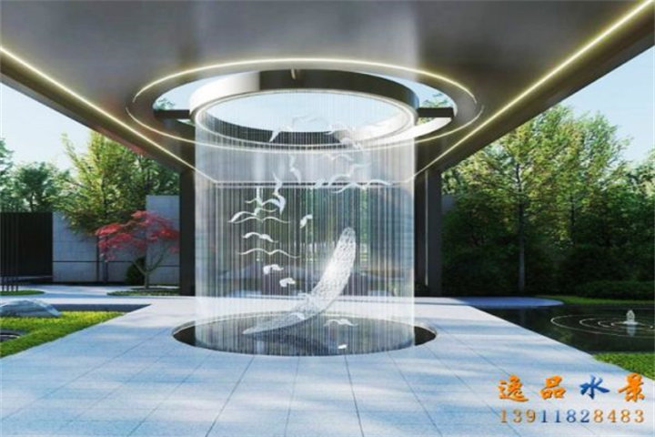 Design rendering of real estate water curtain