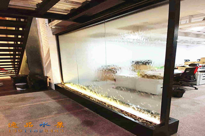 Office glass water curtain wall flowing landscape | Glass water curtain wall manufacturer
