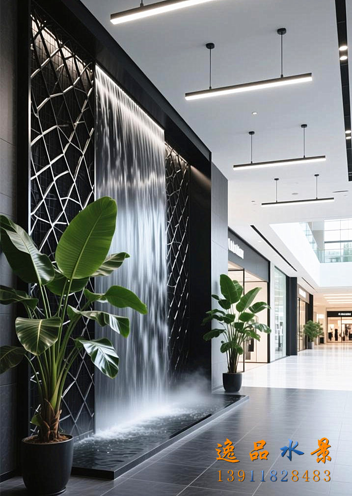 Water curtain wall design rendering, water curtain rendering, water landscape design