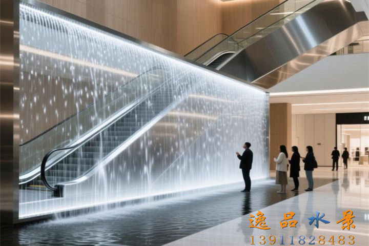 Water curtain wall design rendering, water curtain rendering, water landscape design
